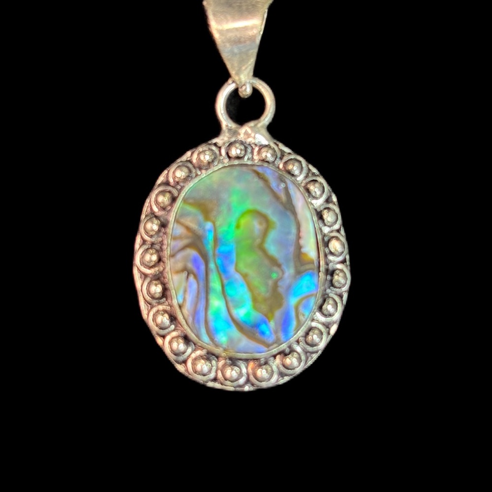 .925 Silver Overlay Abalone Shell Pendant
